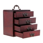 16 5cm Four Floors Antique Wooden Chest Treasure Organizer Jewelry Storage Box