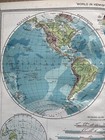 Antique Map Of The World In Hemispheres Physical Circa 1907 Harmsworth