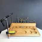 Oasis Fish Fly Tying Bench Kit Wood With Assorted Tools And Vice Used Read All