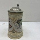 Keramik German Pewter Lidded Beer Stein With Map Of The World Vintage East West