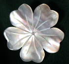 Hand-carved Lg White High Luster Mother Of Pearl Tropical Flower Button 32mm