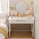 Bedroom Makeup Furniture White Vanity Desk 2-tier Drawer Smart Led Light Mirror