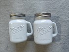 Vintage Mason Jar Salt And Pepper Shakers  White