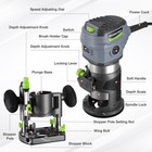 Workpro 6 5 Amp Compact Router Combo Fixed Plunge Base Router 6 Speeds 32000 Rpm