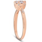 Solid Rose Gold Plated Silver Pink Morganite Diamond Vintage Engagement Ring