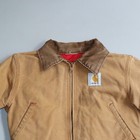 Vtg Carhartt Corduroy Collar Canvas Red Lined Work Jacket Youth Kids Small