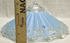Vintage Art Deco Blue Glass Lamp Shade Heavy Scalloped Floral Embossed 10 