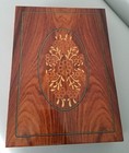 Beautuful Vintage Inlaid Wood 13   9 5  Jewelry Dresser Vanity Box Chest Mirror 