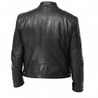 Cafe Racer Biker Leather Jacket  Black Soft Sheep Skin Leather