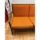Vintage Mid Century Modern Orange Sofa Wood Frame Danish Couch 50s 60s Retro Mcm