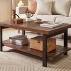 Solid Pine Farmhouse Coffee Table With Open Shelf Rustic Wooden Centerpiece