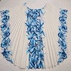Vintage Royal Creations Hawaii Pleated Blouse Blue Floral Batwing Hawaiian Os