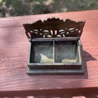 Antique Art Nouveau Solid Brass Stamp Box Heavy