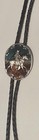 Vintage 1987 Metal Bolo Tie  Nice Cowboy Riding His Horse  Green And Brown