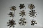 9 Vintage Aluminum Snowflake Christmas Tree Ornaments Ooak Handmade Mcm Metal