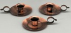 Vtg Brushed Copper Metal Chamberstick Low Profile Candle Holder Set 3