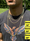 Real Solid 925 Silver 14k Gold Plated Flat Cuban Link Chain Necklace 2mm-6mm