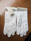 Vtg 1950s Kline s White Cottn Dress Gloves Deadstock Nos Scalloped Embroidered 7