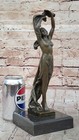 Art Nouveau Bronze Nude Woman In The Wind Sculpture On Marble Base By J  Patoue