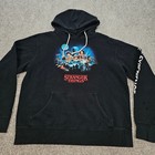 Netflix Stranger Things Graphic Hoodie Black Fleece Pullover Womens M  read 