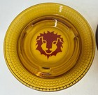 2 Las Vegas Mgm Grand Amber Glass Round Ashtrays W  Old Red Lion s Head Logo New