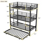 Metal Bed Frame Twin Size Bed Triple Bunk Bed With Trundle For Bedroom