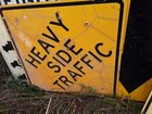 Vintage Heavy Side Traffic Road Warning Street Highway Sign 30 X 30    Diagonal