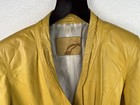 Women s Long Leather Vintage 80s Coat Mustard Yellow Gotham City Sz S m Pop Art 