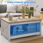 Square Coffee Table Farmhouse Gray Wash White Wood 32  Barn Door X Frame Center