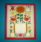Vtg 70s Paragon Crewel Embroidery   Felt Applique Folk Art Birds Flowers Rare 