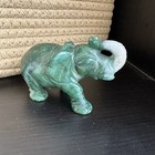 3 0  Green Fluorite Hand Carved Crystal Elephant Sculpture Healing Luck Trunk Up