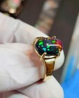 100  Natural Opal 14k Gold Natural Black Opal Ring  Ethiopian Gemstone Ring