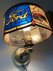 Vintage 1970s Ford Dealer Desk Lamp Tiffany Style Table Light Faux Stained Glass