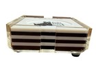 Rare Vintage Black   White Scotch Whisky Plastic Coasters   Acrylic Holder