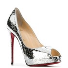New   Authentic Christian Louboutin New Very Prive 120 Silver 39