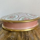 Antique Vintage Limoges France Vanity Box - Hand Painted Floral Pink   Gold 