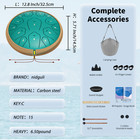 Steel Tongue Drum 15 Notes 13 Inch C-key Panda Balmy Drum Malachitegreen