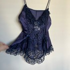 Rare Vintage Navy indigo Lace Ruffle Lingerie Camisole
