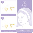 14k Solid Gold Hollow Heart Shaped Push Backs Stud Earrings Toddlers Children