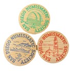 1955 San Diego Numismatic Society Wooden Nickel Token Coin Club Lot Of 3 Nickels