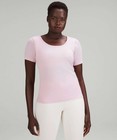 Lululemon Women s Size 4 Ebb To Street Short Sleeve Ribbed Shirt In Pink Peony
