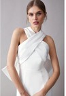Coast Ivory Maxi Wedding Gown Dress Size 14 Crossover Front Bow Back Bridal New 