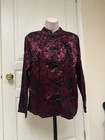 Vtg 80s Caribou Ny Burgundy Black Paisley Mandarin Collar Jacket Med Usa