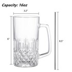 16oz Glass Beer Mug Set 6 Pack Large Beer Glasses Steins With Handle And Straws