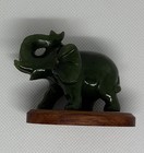 Antique Jade Elephant Small Carved Statue Good Luck Feng Shui Elephant Figurine