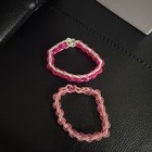 Set Of 2 Pink Adjustable Beaded Charm Bracelets  Plastic   Rubber