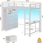 Twin Loft Bed W  Charging Station For Bedroom Kids White Desk Storage Drawers