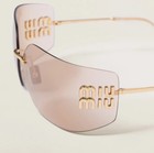 Miu Mu54ys Zvn20f Women   s Wrap Sunglasses     Pale Gold Frame   Pink Mirror Lens