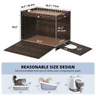 24  Enclosure Cabinet With Hidden Cat Litter Box Litter Mat Rattan Pet Cat House