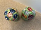 Vintage Majolica Basket Weave Green - Salt   Pepper Shakers Made In Japan